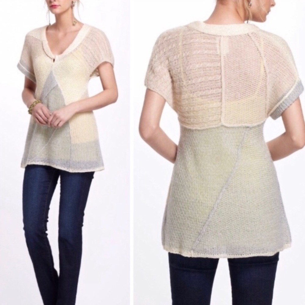 Anthropologie Wool Blend Neutral Sheer Sweater - Picture 2 of 7